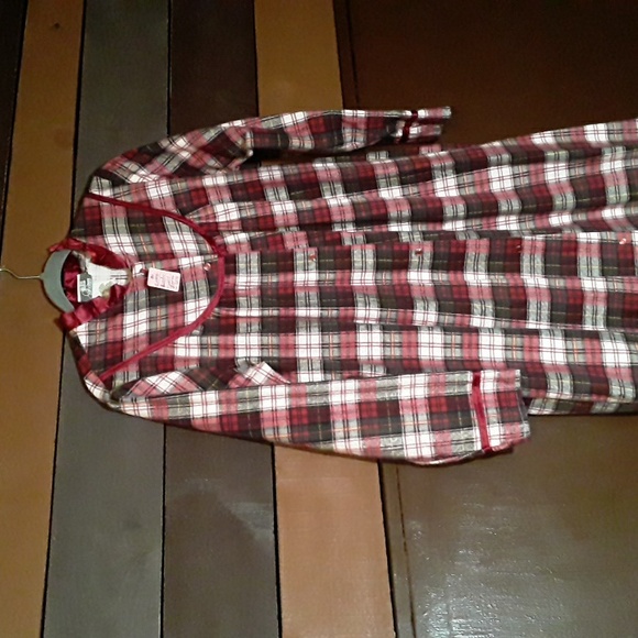 Vintage Beverly West Red Plaid Long Sleeve Snap Down Robe Super Cute - Picture 3 of 15